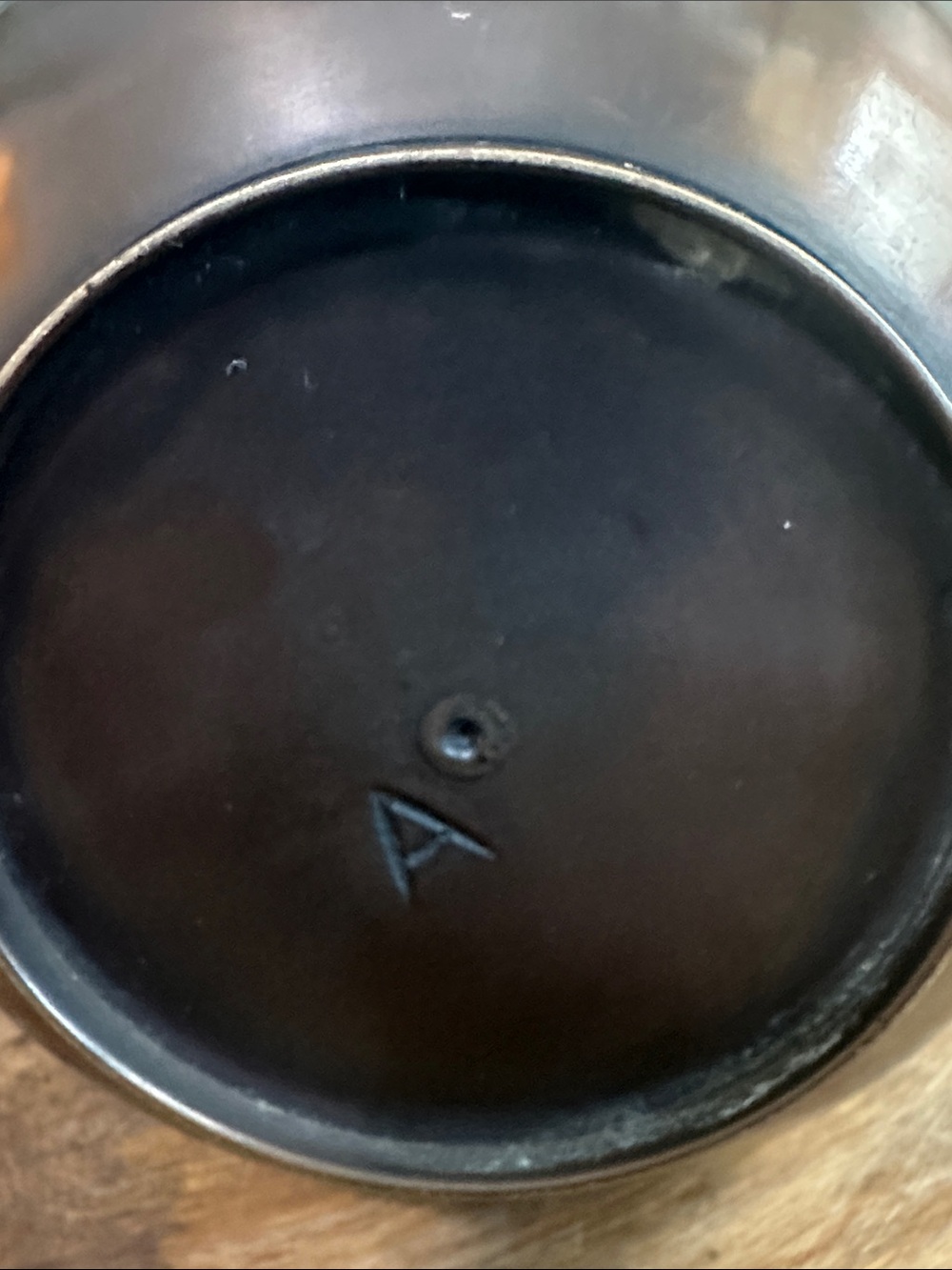 Vintage Copper Tone Small Watering Can Stamped With An “A” On The Bottom - Picture 10 of 17